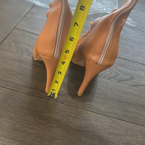 NWT BURJU Sofiya Nude Open Toe Lace Up Ankle Boots | Size 10.5 - Picture 8 of 9